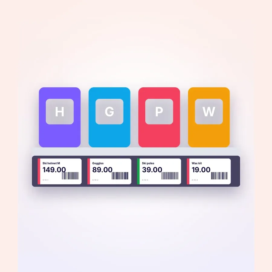 Labels with barcodes and product details for each batch