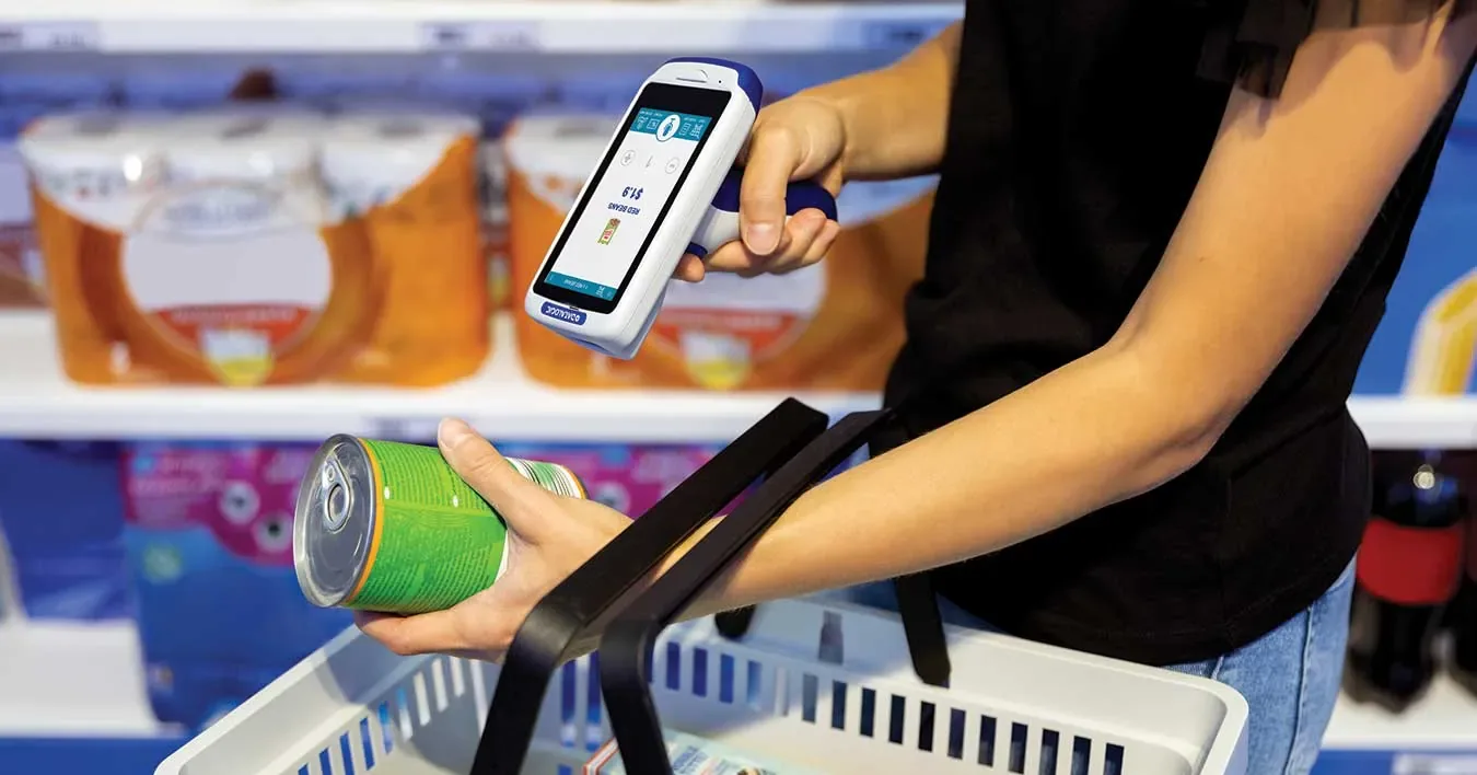 Product being scanned with a phone to confirm its price