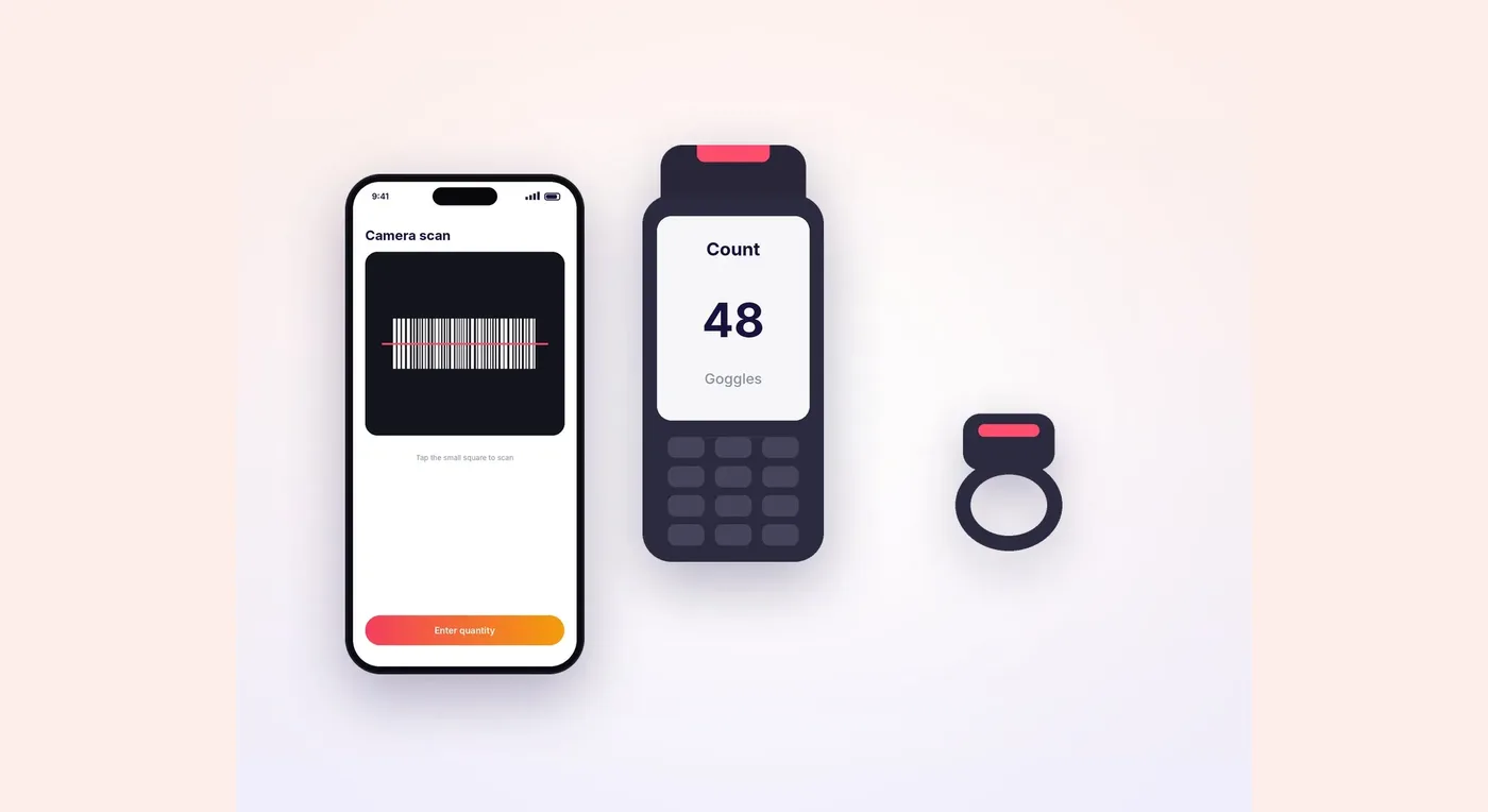 Counting stock with a phone, a rugged handheld or a ring scanner