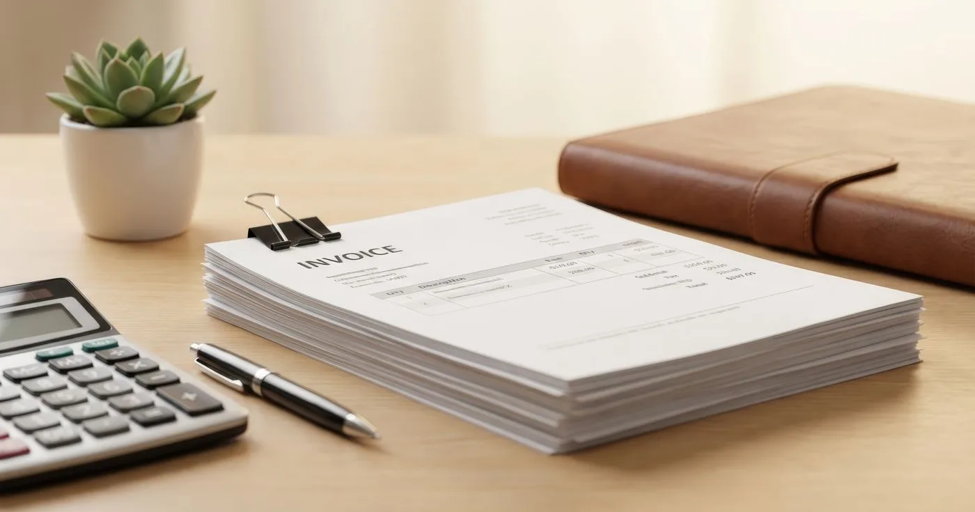 Purchase documents and a calculator for planning a supplier order