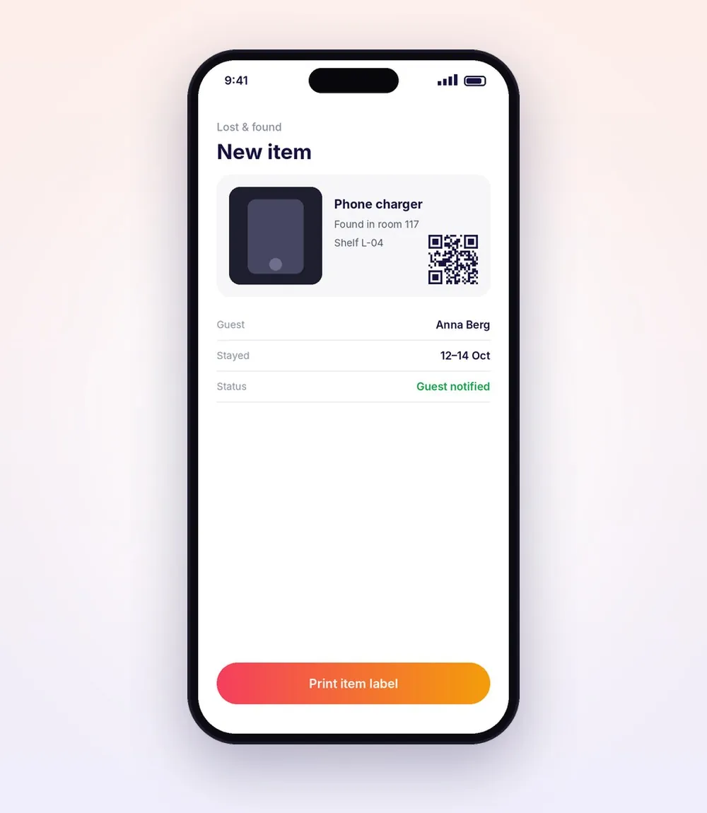 Lost and found app registering a phone charger