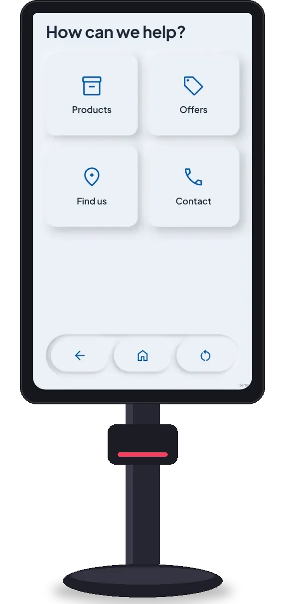 Borne libre-service sur pied avec écran tactile