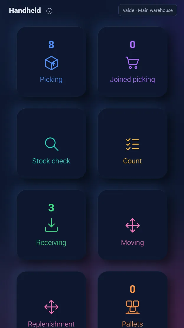 Raptool handheld app home screen
