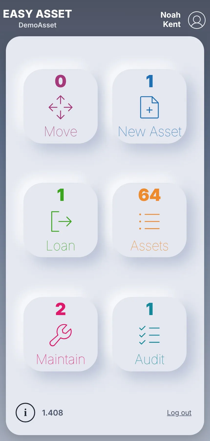 Asset tracking app screen
