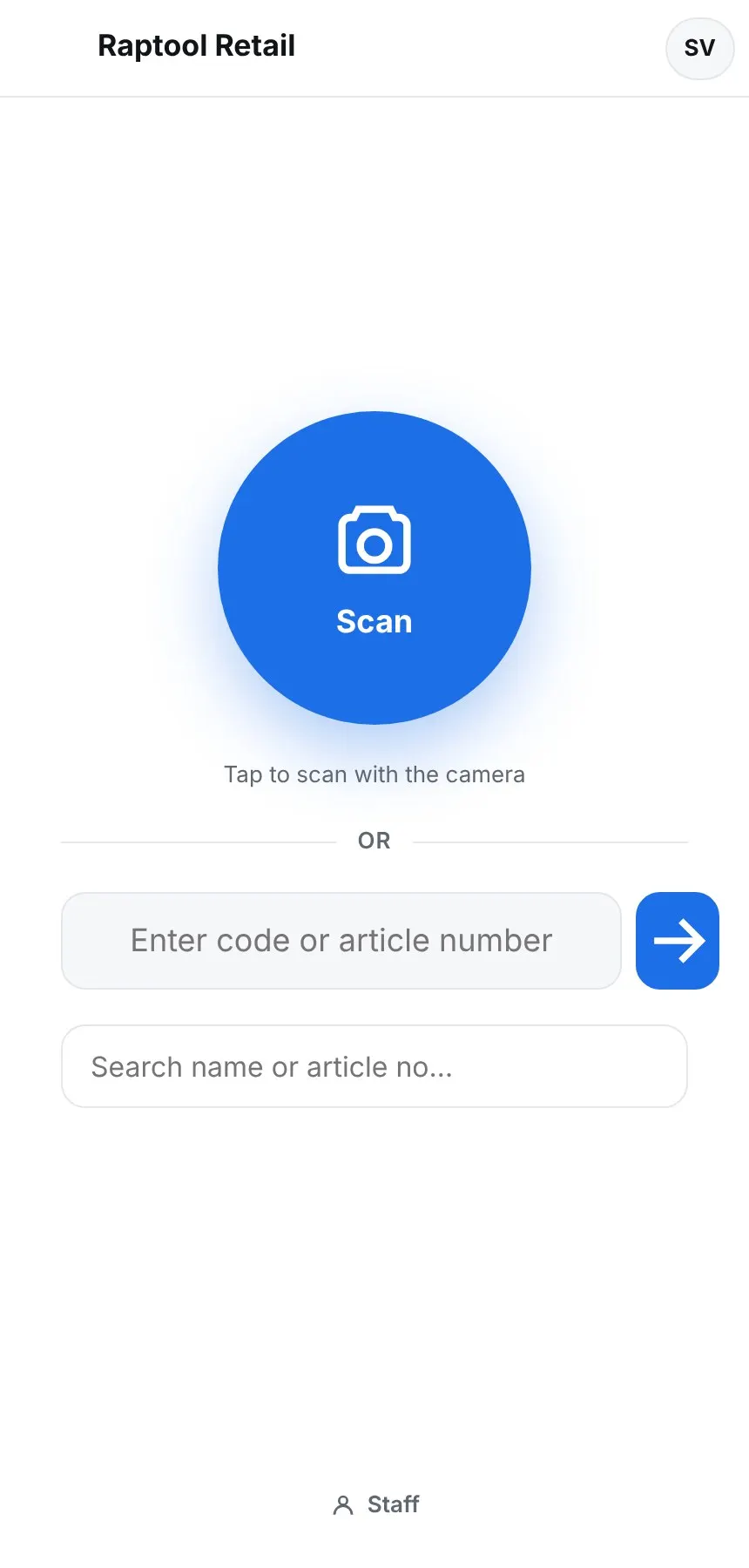 Retail app screen
