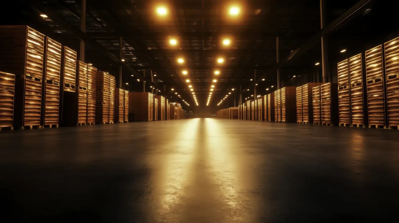 Warehouse interior with racking and pallets for a WMS app