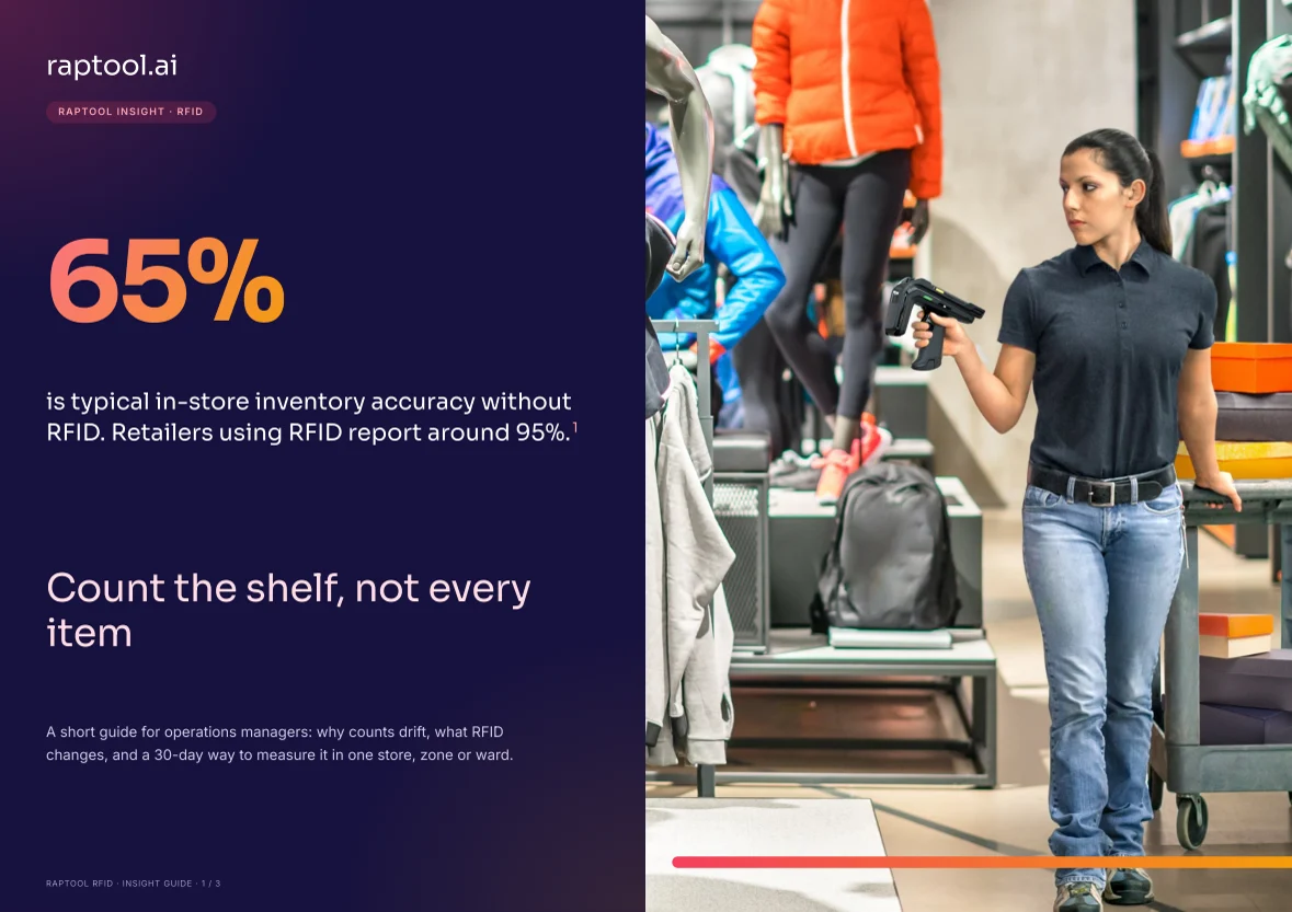 Cover of the Raptool RFID insight guide: Count the shelf, not every item