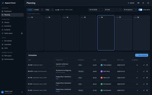 Raptool Check Planning