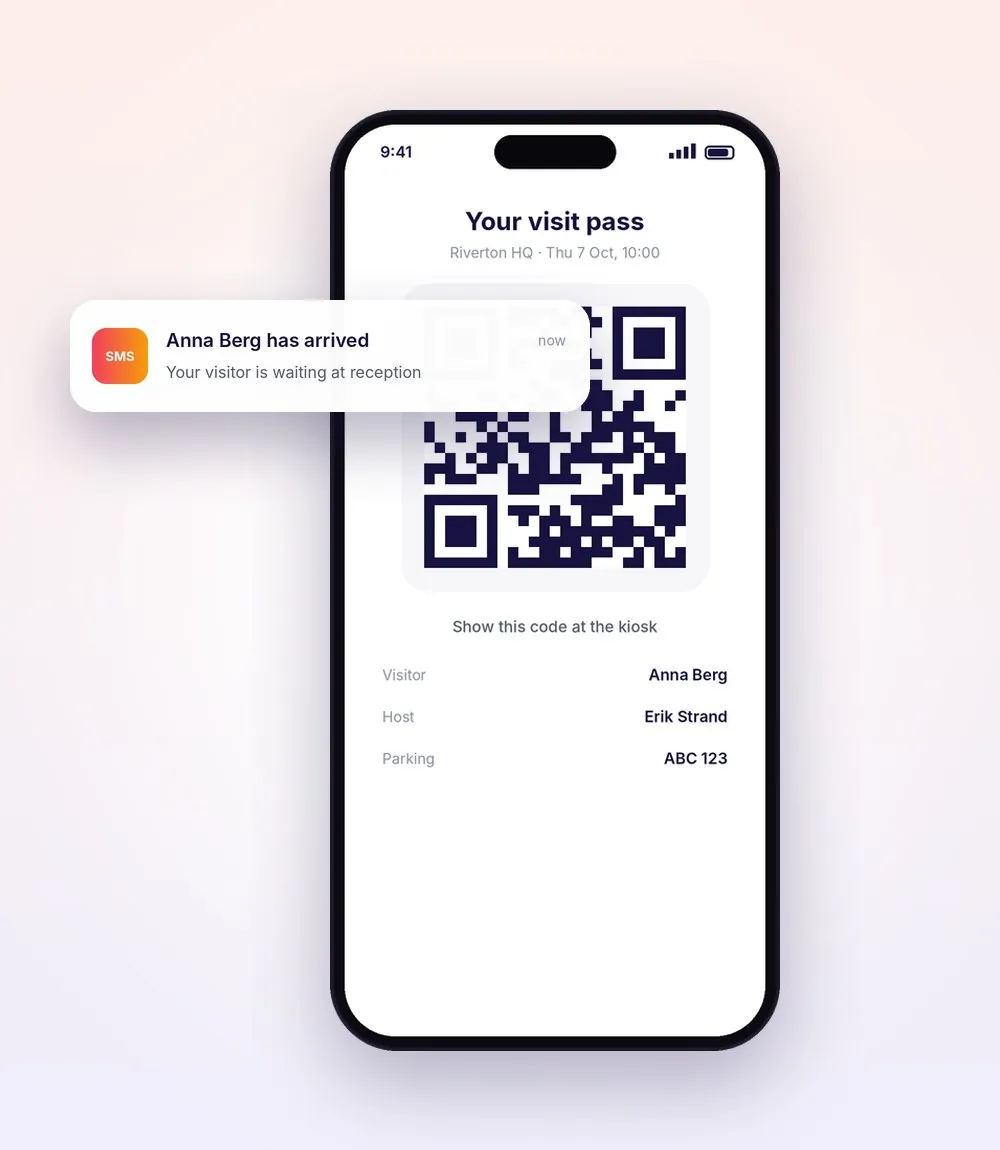 Besucherpass mit QR-Code für voranangemeldete Besucher